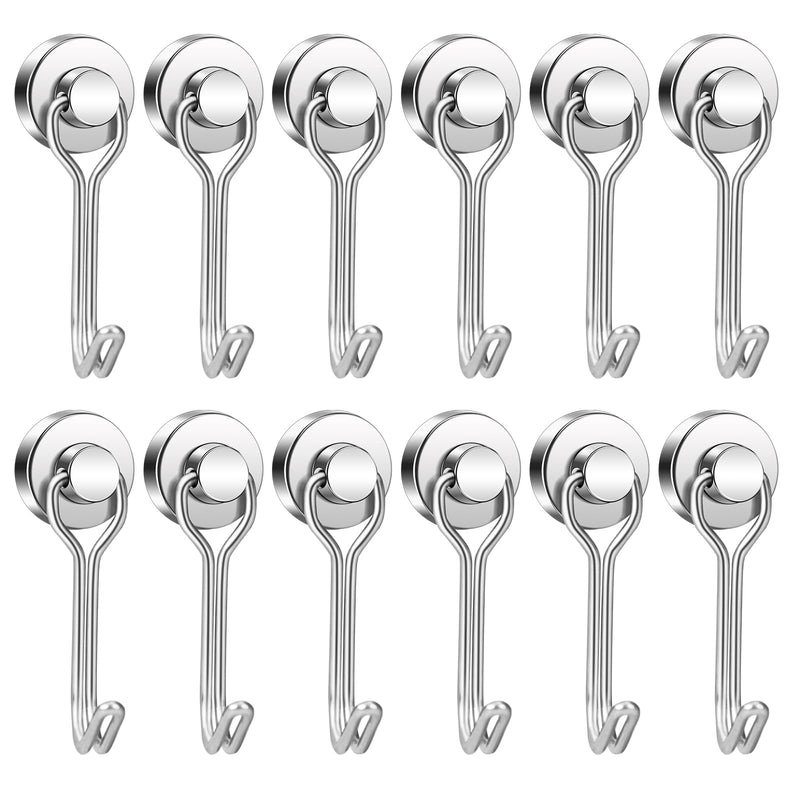 Swivel Swing Magnetic Hook New Upgraded, 30LBï¼Ë†12packï¼â€° Refrigerator Magnetic Hooks ,Strong Neodymium Magnet Hook, Perfect for Refrigerator and Other Magnetic Surfaces,60mm(2.36in) in Length