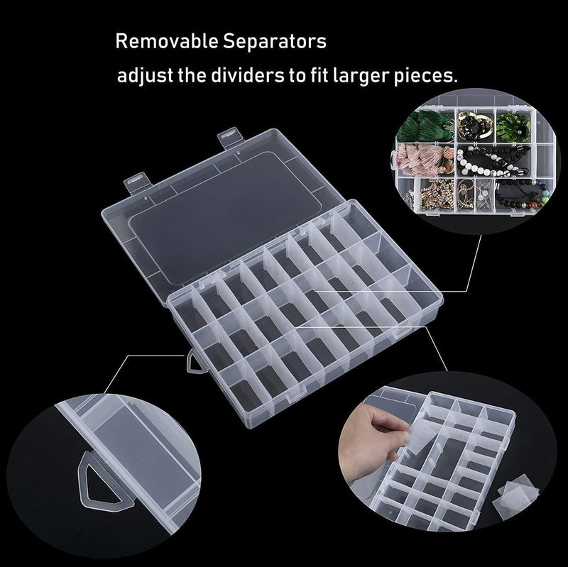 Multipurpose 36 Grid Cells Storage Box with Removable Dividers