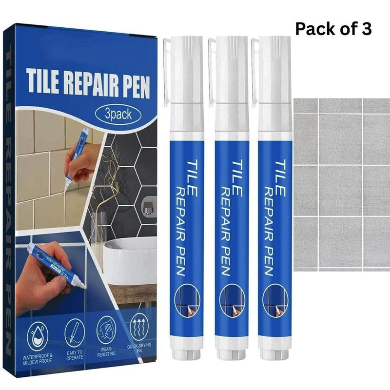 Tile Repair Pen (Pack of 3)  Grout Pen for Bathroom, Kitchen, Floor & Wall Tiles