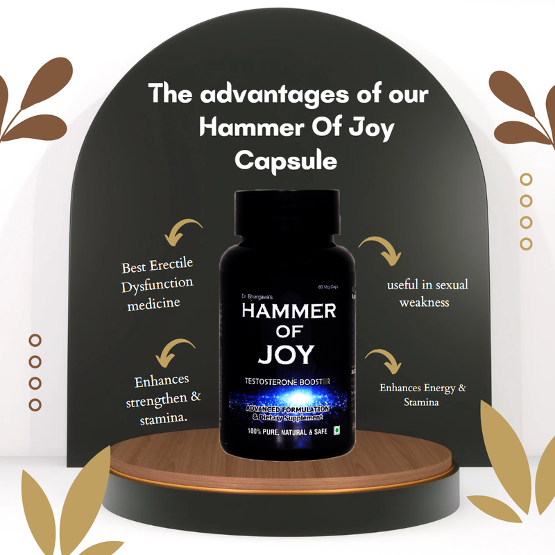 Dr.Bhargav’s I Hammer of joy capsule I Testosterone Booster | Stamina| Dysfunction medicine | Premature Ejaculation| Hammer of Joy Capsule I Hammer of Joy Granules I Joy Tablet | 60 Capsules