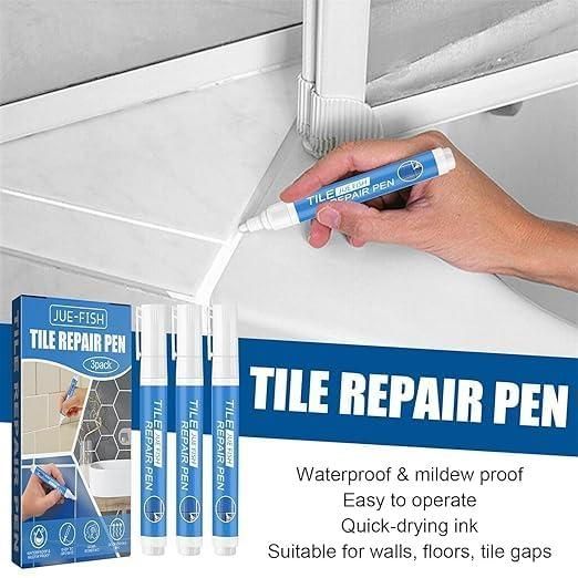 Tile Repair Pen (Pack of 3)  Grout Pen for Bathroom, Kitchen, Floor & Wall Tiles