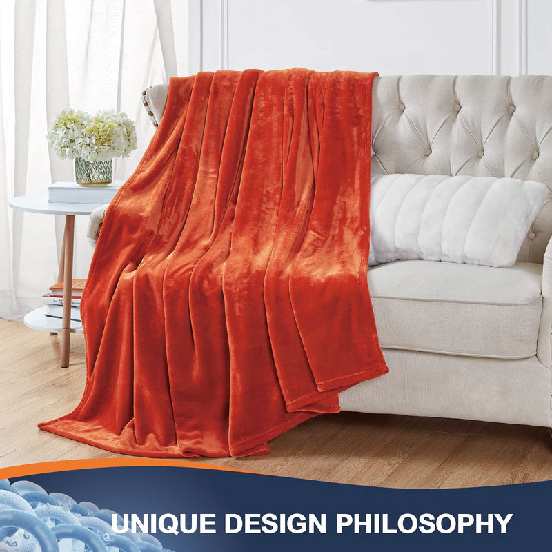 Walensee Fleece Blanket Plush Throw Fuzzy Lightweight (Throw Size 50ââ‚¬Âx60ââ‚¬Â Orange) Super Soft Microfiber Flannel Blankets for Couch, Bed, Sofa Ultra Luxurious Warm and Cozy for All Seasons