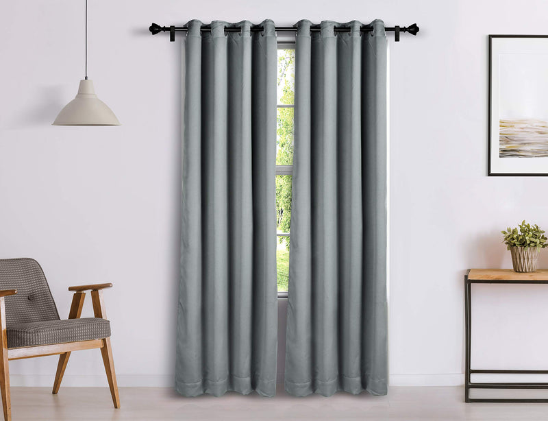 Amazon Brand - Solimo Room Darkening Blackout Door Curtain, 7 Feet, Set of 2 (Grey), Eyelet, Solid