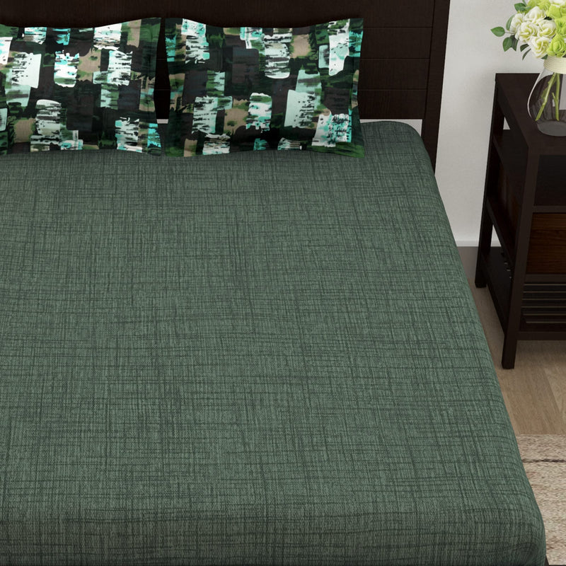 Story@Home 100% Cotton Bedsheet for Double Bed|144 TC with 2 Pillow Covers, Olive Green (Bedsheet : 225 X 250 cm & Pillow : 46 X 69 cm) Perfect for Festive Gifting