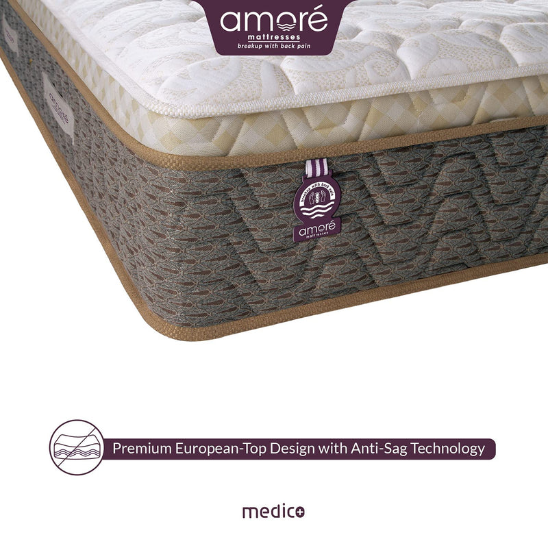 Amore Medico 6 Inch Eurotop Bonnell Spring & HR Foam King Size Mattress (78 X 70 X8)