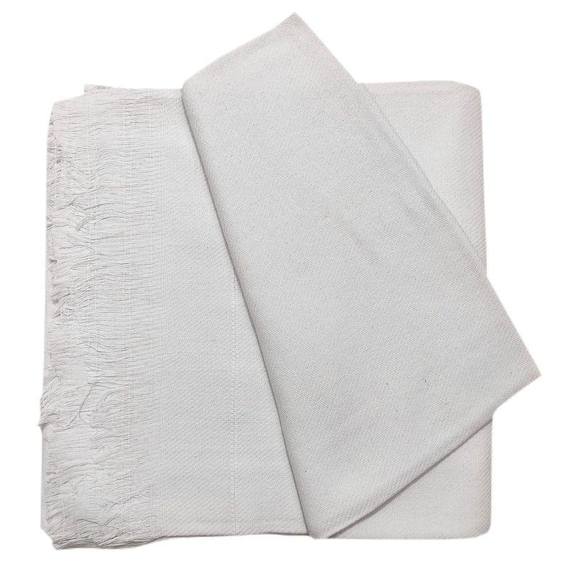 Arvore Hand Woven Thick and Heavy 100% Cotton Soft and Rough Khes/Chadar/Single AC Blanket, Set of 1 Pc, Size- 240cm X 135cm (White)