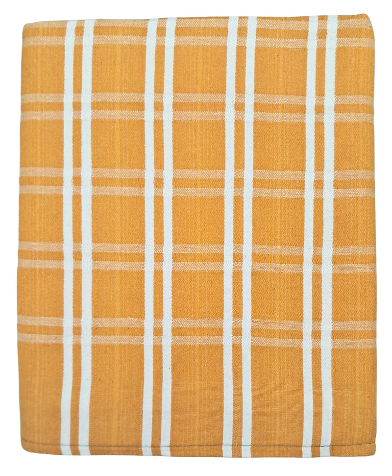 Arvore Bunkaar Single Size Cotton Bedsheet/Blanket/Solapur Chaddar for Daily use (60x90 inches) Set of 1 (Yellow Checks)