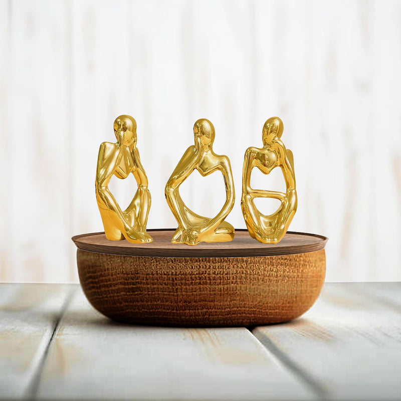 Xtore Golden Thinker Statue for Home Decor | Table Decor (Pack of 1, Golden)