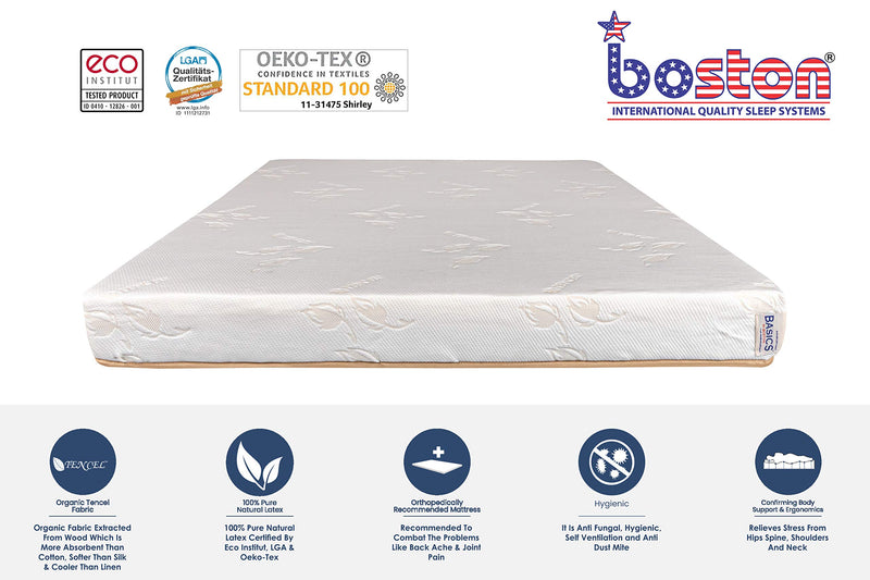 Boston Basics 6 Inch Orthopedic 100% Pure Certified Organic Natural Latex & Memory Foam Queen Size Mattress (78 X 60 X 6 Inch)