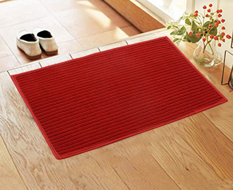 Kuber Industries Rectangular Door Mat|Circle Print Design & Soft Microfiber|Anti Slip & Water Absorbant|Size 56 X 37 Cm, Pack Of 3 (Red, Maroon & Green)