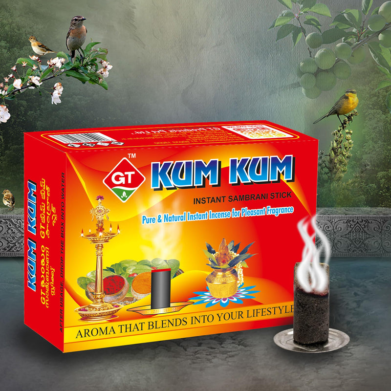 GT KumKum Natural Fragrance Sambrani Sticks Pack of 6(24 Stick per Pack)/Sambrani Dhoopam for Puja, Home, Meditation, Aromatic and Therapeutic Fragrance for Home