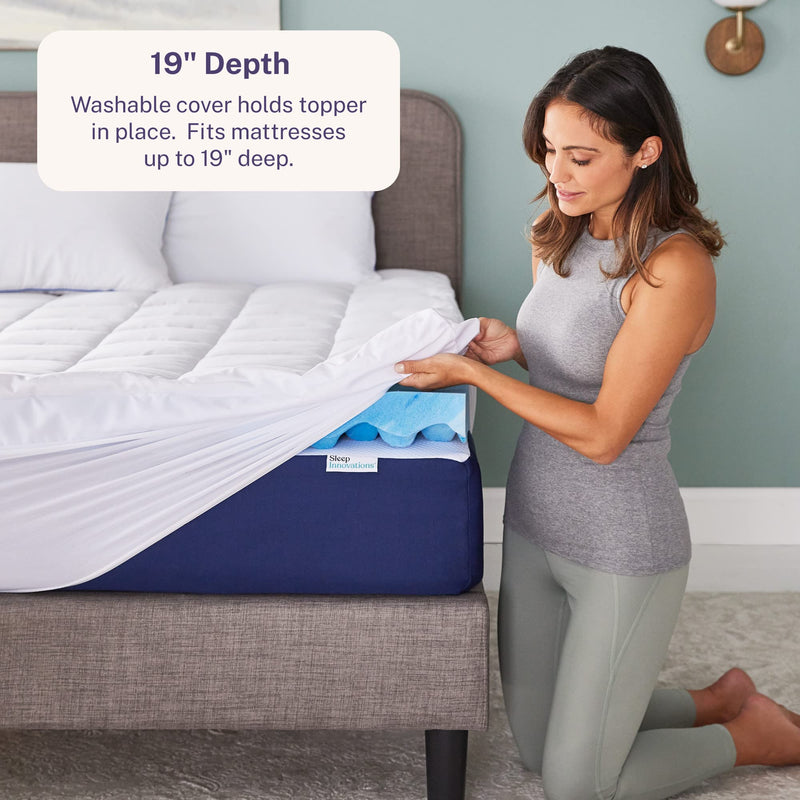 Sleep Innovations 4-inch Plush Support Mattress Topper - Gel Memory Foam + Fiberfill, Full