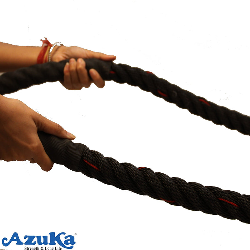 AZUKA® Ultimate Fitness Strength Training Battle Rope 1.5inch 30ft,Weight-7kg + Free Surprise Poster Inside