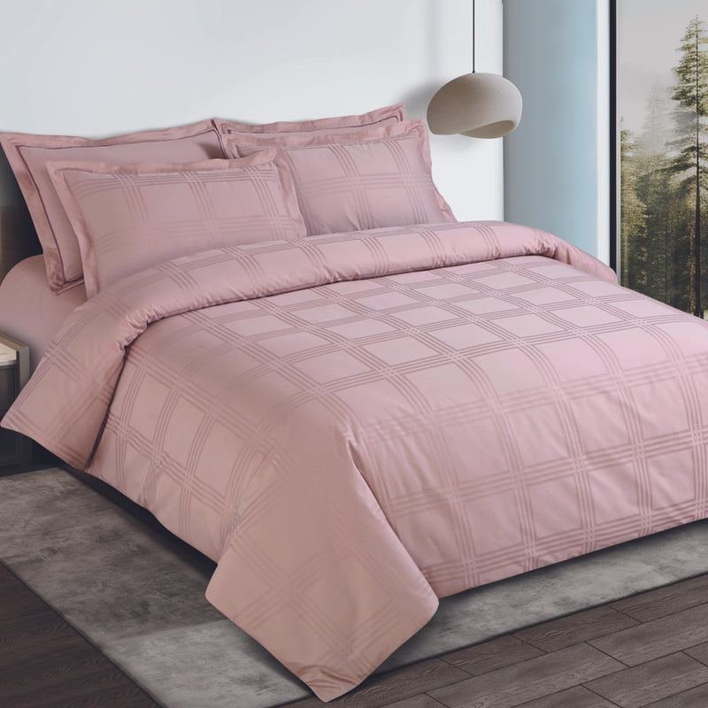 Malako Amalfi Jacquard Blush Pink 100% Cotton King Size Bedsheet with 2 Pillow Covers