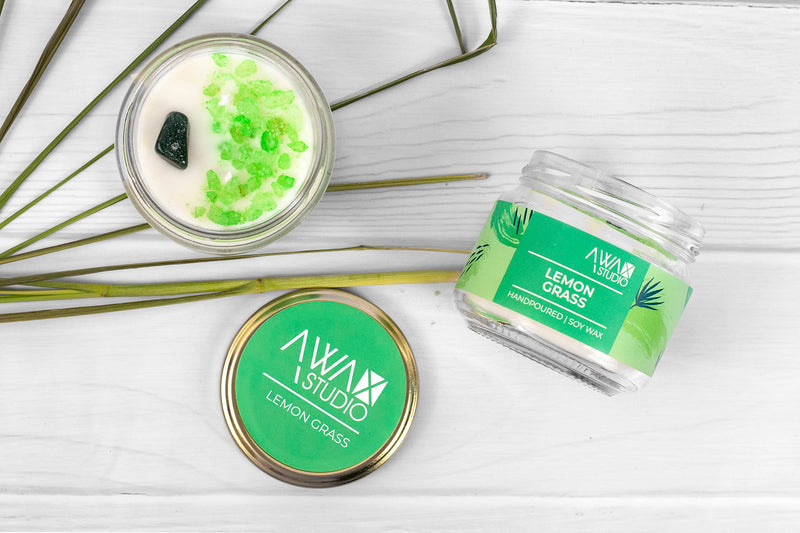 A WAX STUDIO Premium Frankinsence + Lemon Grass + Vanila Scented Candle | Premium Soy Wax & Glass Jar - 350g |Two Wick Candle | Handpoured | Aromatherapy, Home Décor | Burn Time Upto 65 Hours