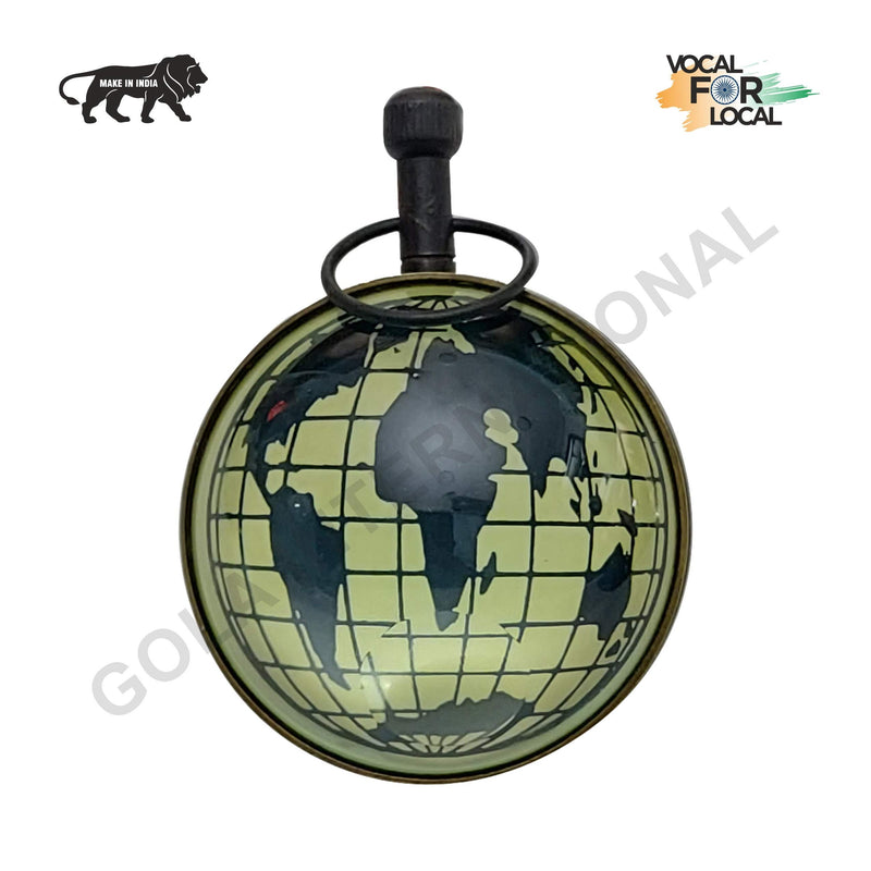 Gola International Brass Antique Look Analogue Table Globe Clock for Home and Office