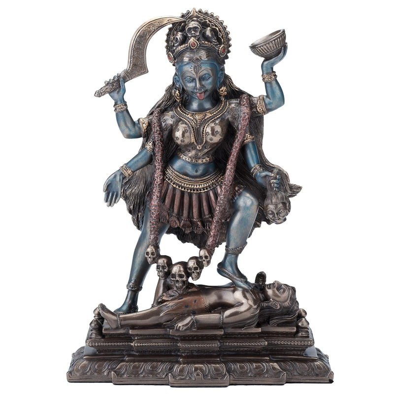 Veronese Design 7 3/4 Inch Kali Hindu Goddess Standing On Lord Shiva Cold Cast Resin Bronze Finish Statue