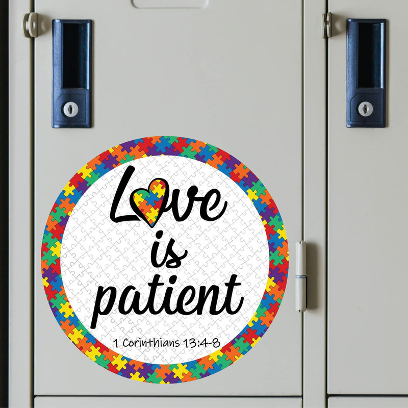 Corinthians 13:4-8 Love is Patient Autism Puzzle Round Car Magnet Bumper Decal, 5 1/2 Inch