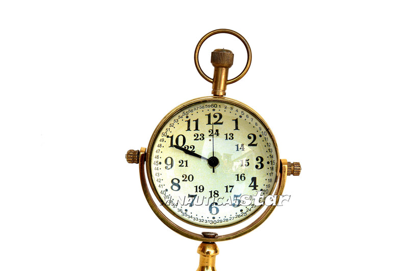 Table Top Clock Shiny Brass Handmade Antique Reproduction Double Said Home & Office Decor Clock