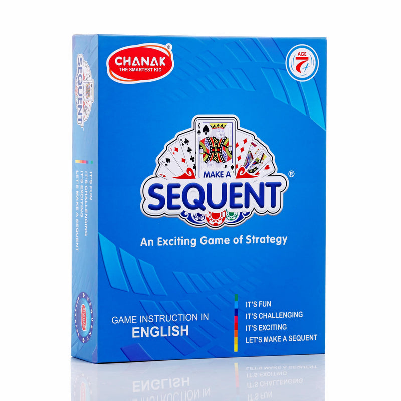 Chanak Make A Sequent Board Game, Sequence Board Game, Strategy & Logic Challenging Game with Foldable Board, Plastic Chips & Cards, for Kids Above 7 Years (BIS Approved).