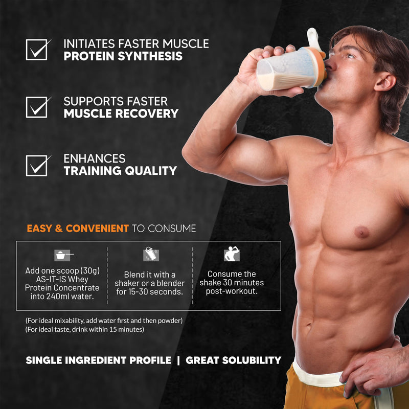 AS-IT-IS Nutrition Whey Protein Concentrate 80% - 1kg | Unflavoured | tested for purity | Labdoor certified