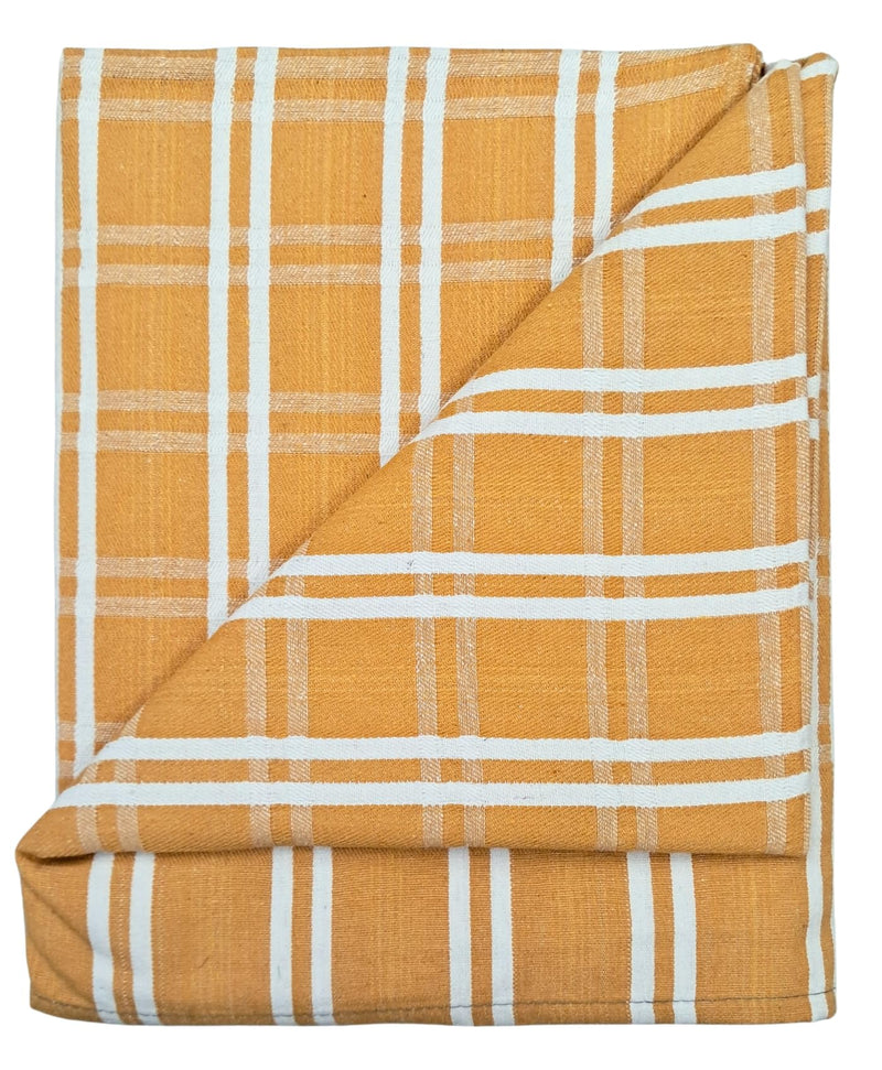 Arvore Bunkaar Single Size Cotton Bedsheet/Blanket/Solapur Chaddar for Daily use (60x90 inches) Set of 1 (Yellow Checks)