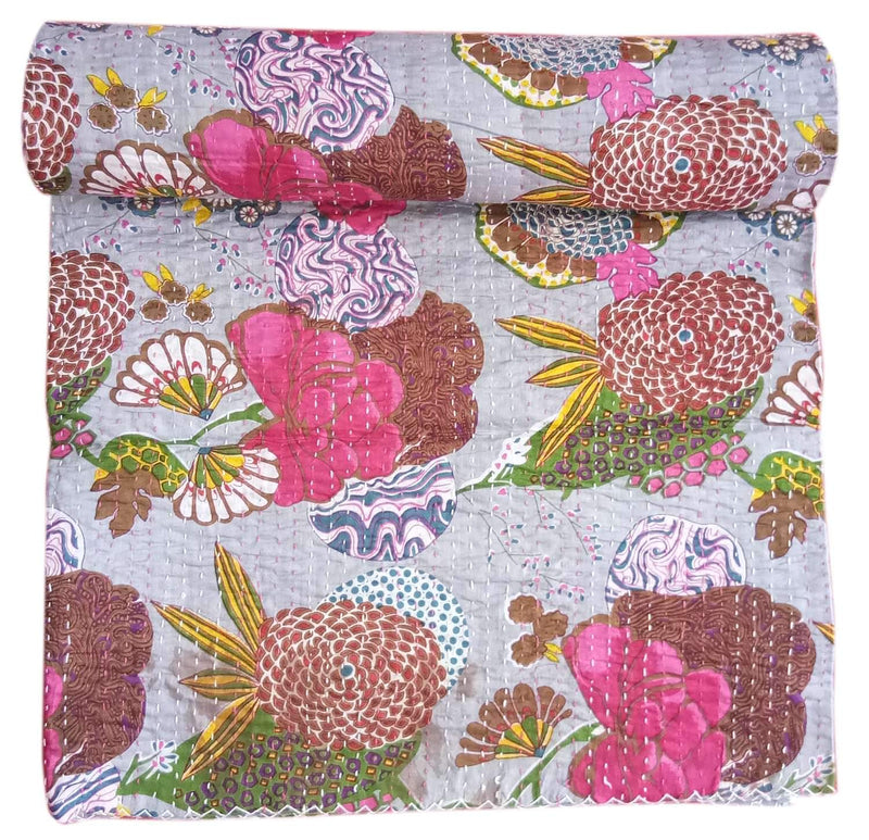 Kirti Textile and Handicraft Handmade Kantha Quilt Jaipuri Kantha Blanket Home Décor Kantha Bed Cover Cotton Kantha Bedsheet Kantha Bedspread