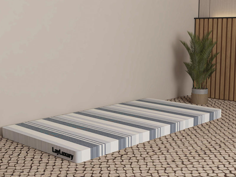 LAYLUXURY "EPEComfort DreamEase |Foldable Mattress| Series 3 inch Single EPE Foam Mattress Three Fold Grey White 72x35x2/ Single