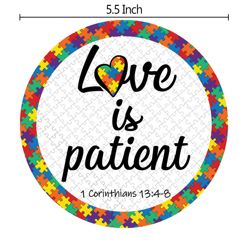 Corinthians 13:4-8 Love is Patient Autism Puzzle Round Car Magnet Bumper Decal, 5 1/2 Inch