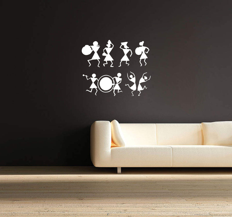 Sticker Hub Warli Art Tribal People Decorative Wall Sticker 50cm x 62cm WS87