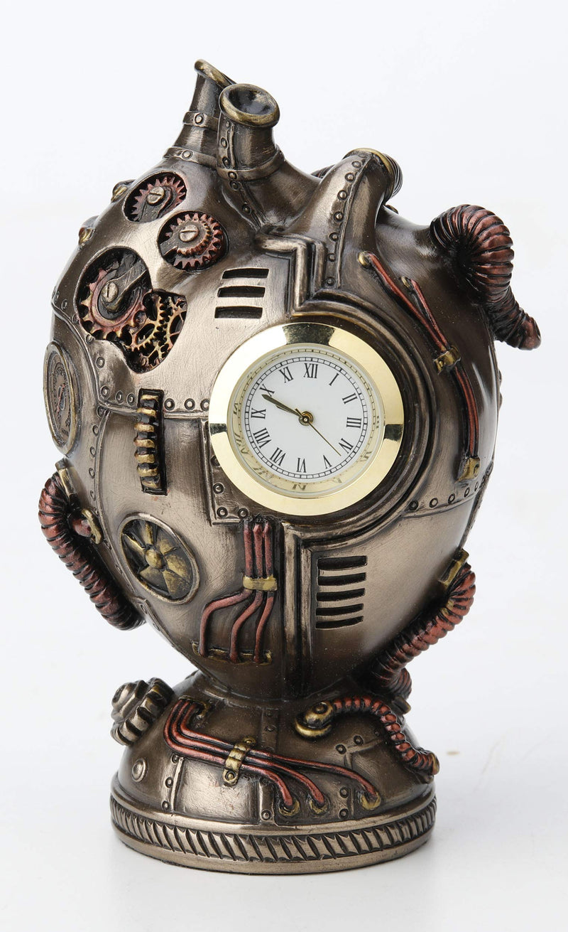 Veronese Design 4 1/2 Inch Steampunk Heart Clock Cold Cast Resin Antique Bronze Finish Statue Home Decor