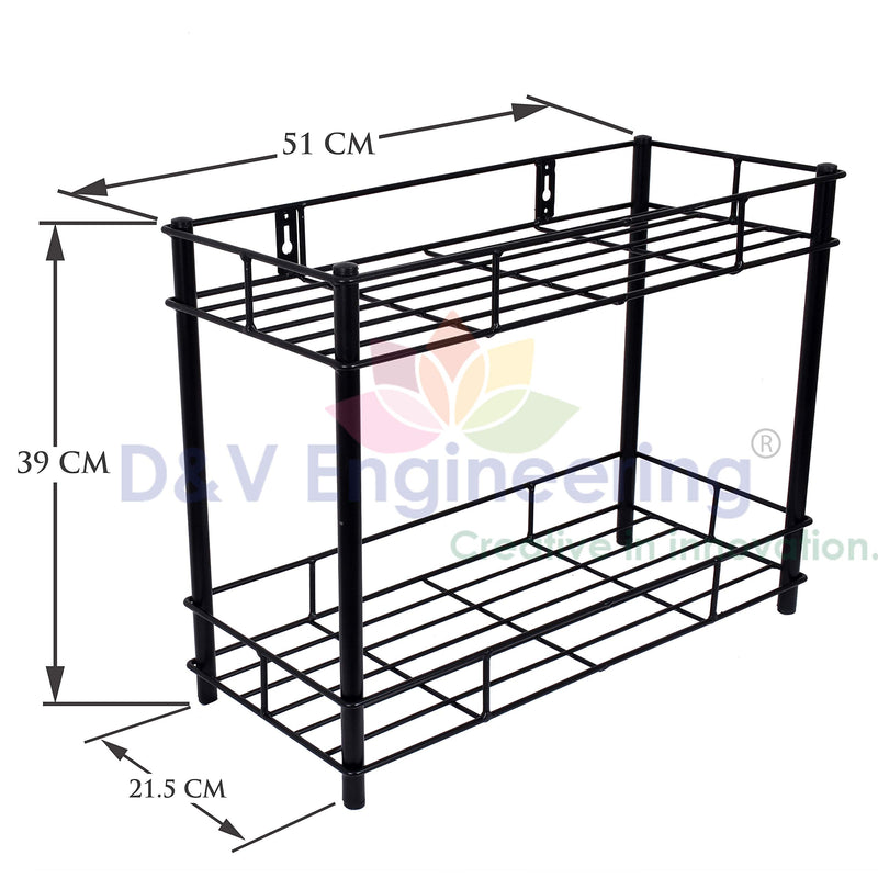 D&V ENGINEERING - Creative in innovation Metal 3-Tier Corner Shelf Multipurpose Kitchen Wall Mount Storage Shelf Rack (2 Tier), Metal