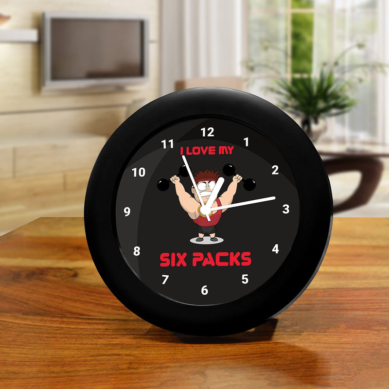 MC SID RAZZ -Six Packs (Black) - design table clock | Desk Clock for Home and Office,Best gift for friends