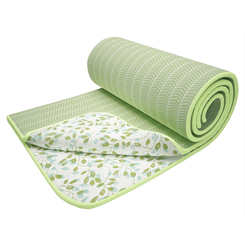 Story@Home Dohar Single Bed Blanket - 144 cm x 220 cm |100% Cotton | Reversible | Lightweight | White and Green | Leaf Pattern | 150 GSM | Comfortale & Stylish Season. Pack of 2.