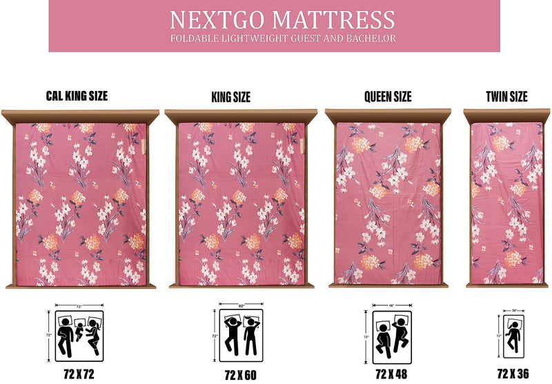 NEXTGO Mattresses | Soft Foam Tri-Fold Mattress | Folding Foam Pads | 2-Inch PU Foam Travel Folding Mattress | Medium Firm 3 Foldable Mattress for Travelling, Mattress Single Size | 72x36x2 Inches