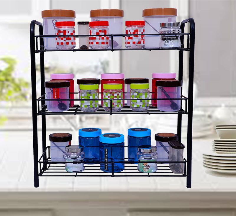 D&V ENGINEERING - Creative in innovation 3-Tier Multipurpose Kitchen Storage Shelf Shelves Holder Stand Rack, Kitchen Countertop Storage Shelf Organizer, Kitchen Spice Rack (3-Tier) metal