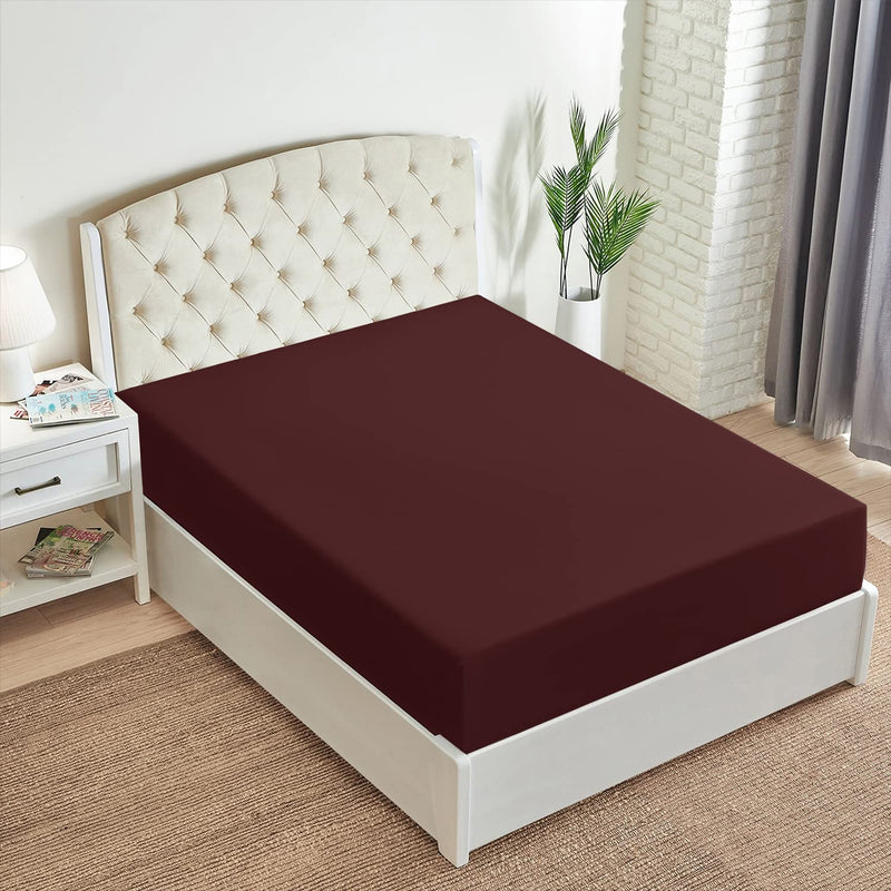 Mellanni Fitted Sheet King Burgundy - Brushed Microfiber 1800 Bedding - Wrinkle, Fade, Stain Resistant - Hypoallergenic - 1 Fitted Sheet Only (King, Burgundy)