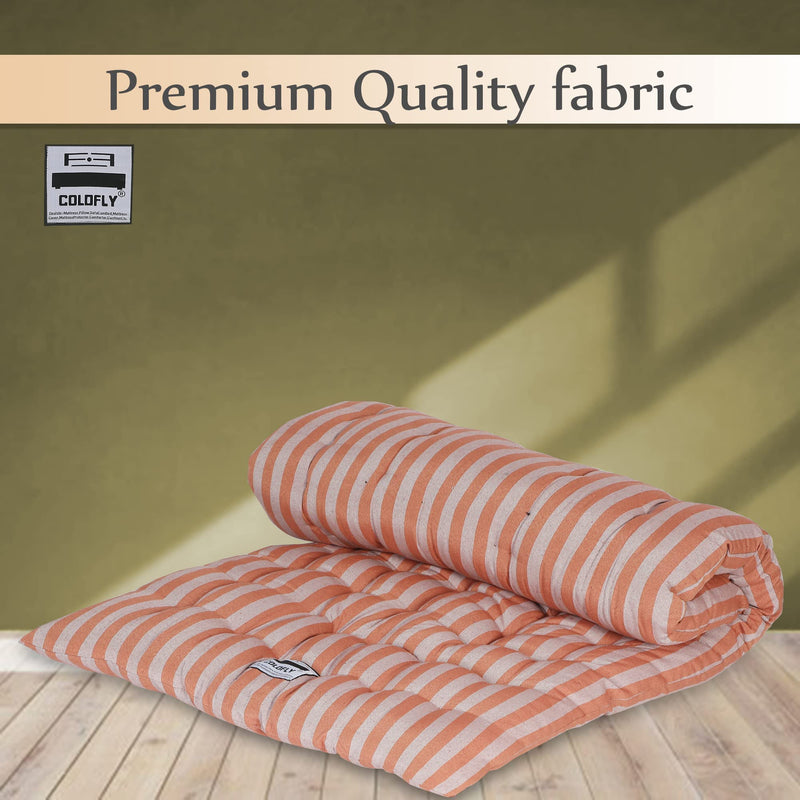 COLOFLY Soft Cotton Single Bed Mattress/Gadda (3x6 feet, Orange Stripes - Single Size)