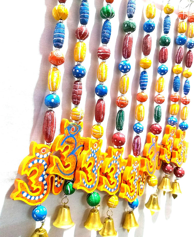 Wooden Hand Painted & Handmade Decorative Hanging with OM- Wind Chimes for Home Set of 2 Pcs.