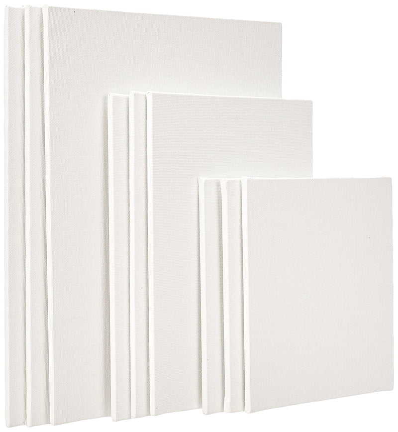 Amazon Brand - Solimo Cotton Canvas Boards for Painting (8x10, 6x8, 6x6 Combo Pack of 9,White)