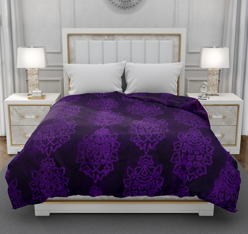 SPANGLE Floral Warm Soft Luxurious 360 TC Mink Double Bed Blanket (Purple)