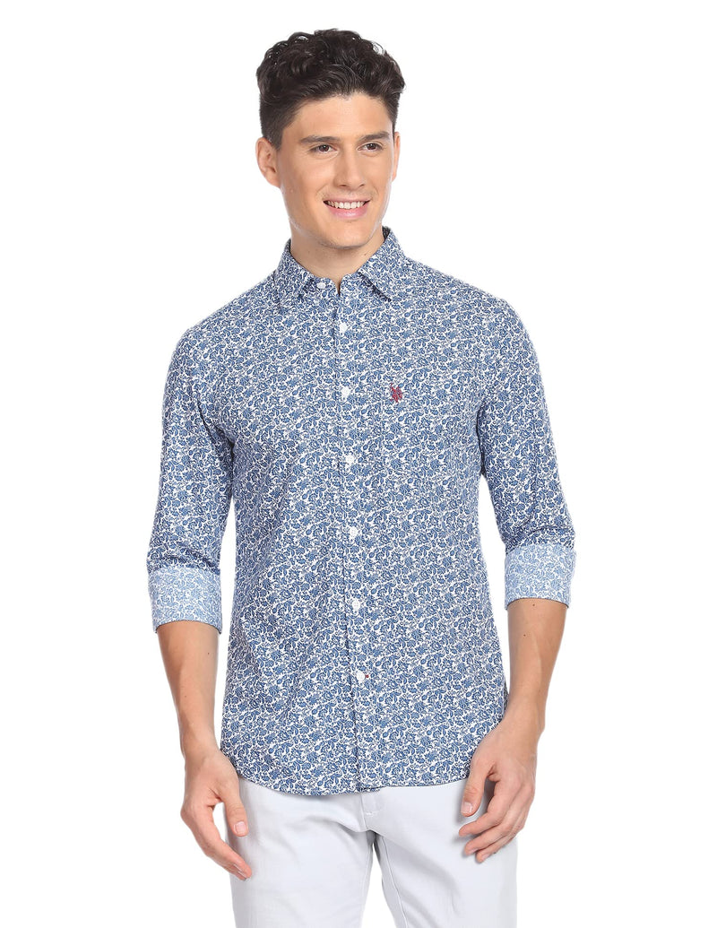 U.S. POLO ASSN. Mens Printed FS Shirts (USSHTFX0094_LT. BLUE_XL)