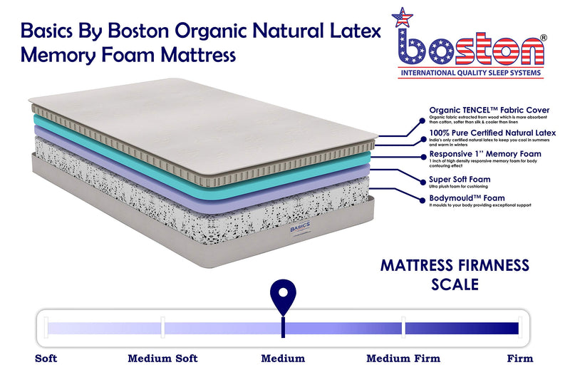 Boston Basics 6 Inch Orthopedic 100% Pure Certified Organic Natural Latex & Memory Foam Queen Size Mattress (78 X 60 X 6 Inch)