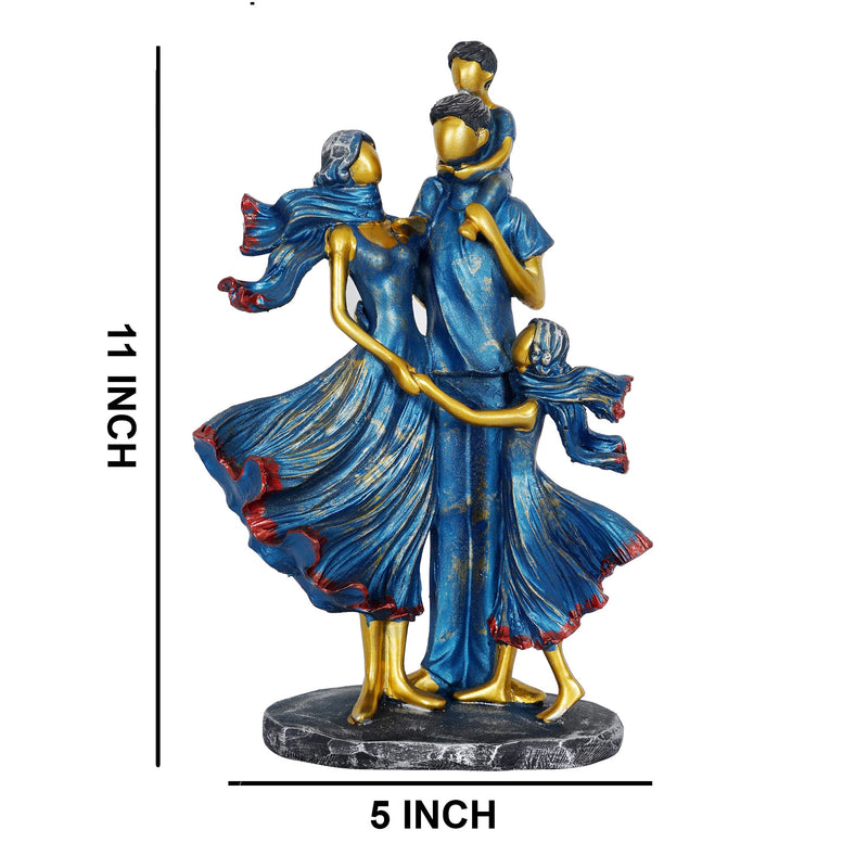 ZART Family Showpiece for Home Decor,Blue (11 inch), Resin