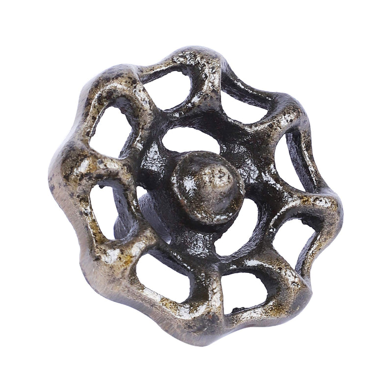 Two Moustaches Vintage Tap Wheel Design Cabinet/Wardrobe Knobs (Antique Brass, Pack of 6)