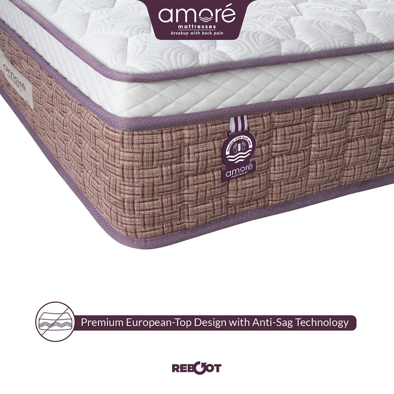 Amore Reboot 8 Inch Eurotop Pocket Spring & H R Foam Queen Size Mattres (78x60x8).