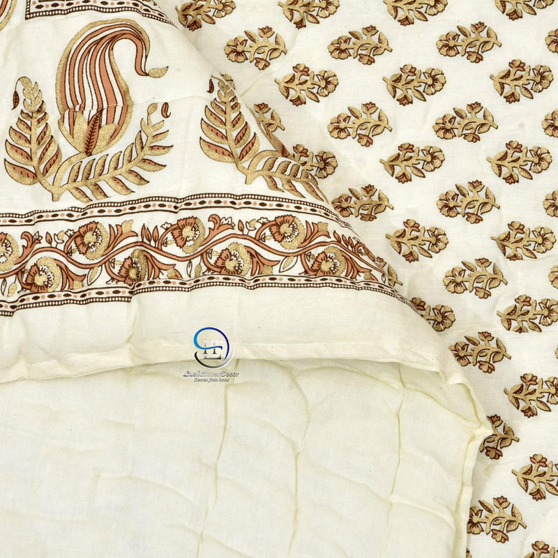 LushHavenDecor 210 TC Single Bed Jaipuri Razai Organic Pure Cotton Ac Quilt for Winter and Summer Soft Light Weight Rajasthani Traditional Comforter 85 x 55 inch (White, Pack of 2)