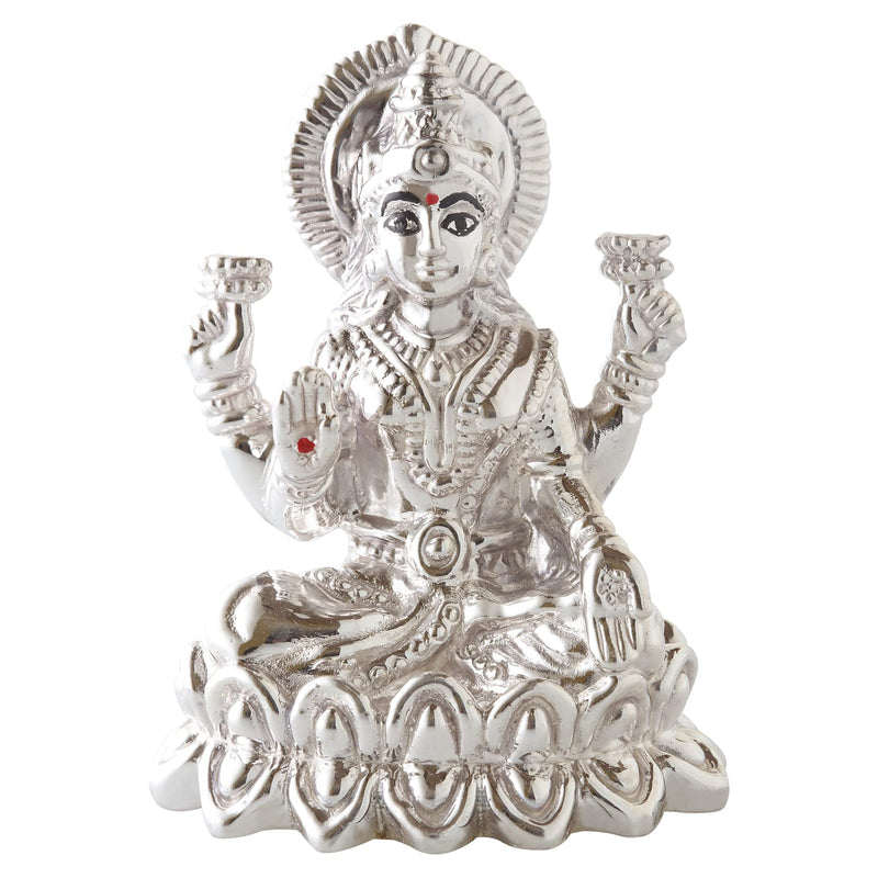 Carat Cafe Maa Laxmi Lakshmi Ma Idol Pure Silver 999 Statue,BIS Hallmark Certified for Puja Temple Good Luck Gift & Home Decor ( NET WT 20 GMS ) [2.2 x 1.6 Inch]