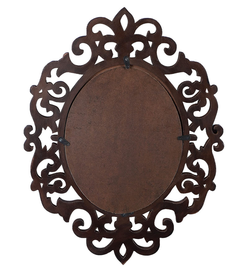 THE URBAN STORE Decorative & Hand Crafted Wooden Wall Mirror in Walnut Finish (45 x 35 cm) B79R