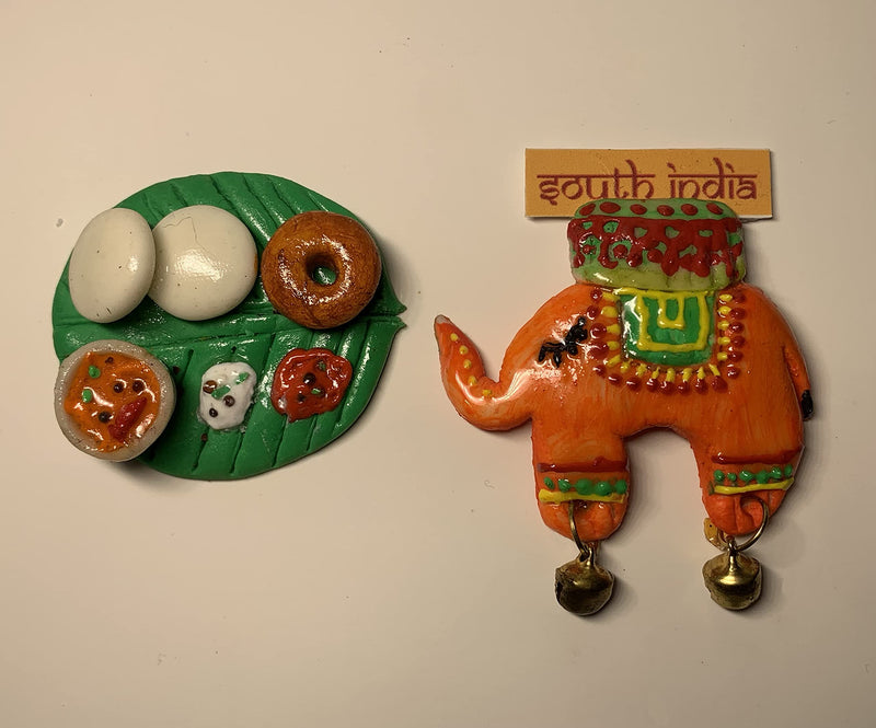 South Indian idli vada and Elephant Fridge Magnet Combo